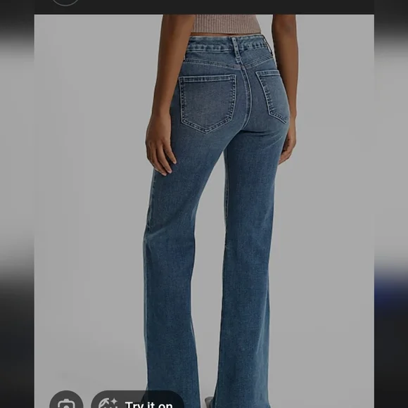 Express Light Blue Flare Jeans - Picture 2 of 12